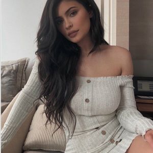 Jacklyn Off Shoulder Mini Dress - Oatmeal